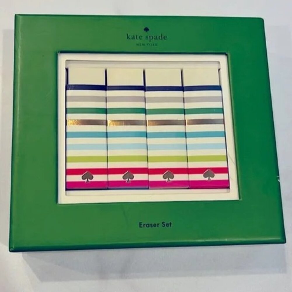 NWT Kate Spade New York Candy Stripe Eraser Set of 4